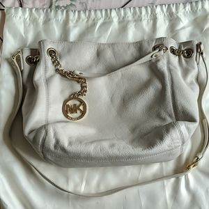 Michael Kors White Leather Crossbody Gold Hardware